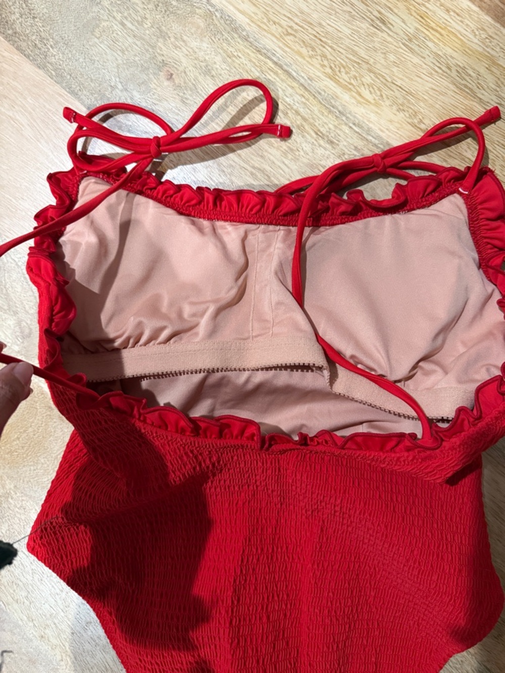 J. Crew Red One-Piece Swim with Ruffle Trim - Picture 4 of 9